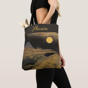 Mount Fuji in het maanlicht - Gouden: Tote Bag