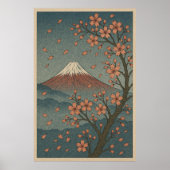 Mount Fuji in Spring: Cherry Blossom Serenity Poster (Voorkant)