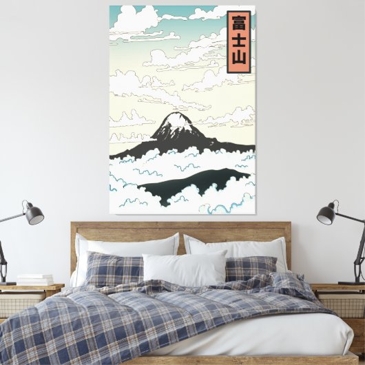 Mount Fuji Japan art block. Canvas Afdruk (Insitu (Slaapkamer))