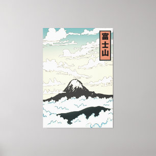 Mount Fuji Japan art block. Canvas Afdruk