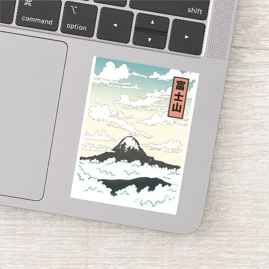 Mount Fuji Japan art block. Sticker (Detail)
