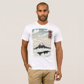 Mount Fuji Japan art block. T-shirt (Voorkant volledig)
