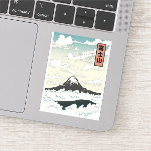 Mount Fuji Japan kunstblok. Sticker