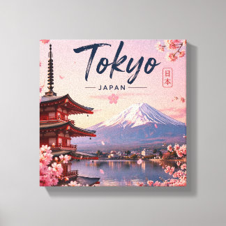 Mount Fuji Japan Minimaal Landschap Muurkunst Rust Canvas Afdruk