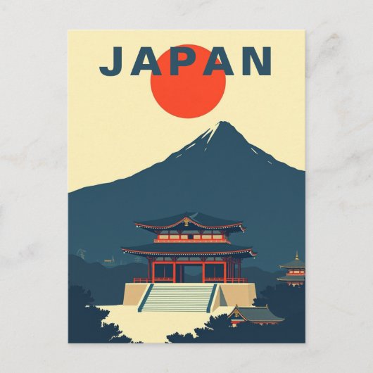 Mount Fuji Japan Minimalist Vintage Briefkaart (Voorkant)