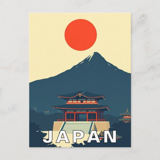 Mount Fuji Japan Minimalist Vintage Briefkaart (Voorkant)