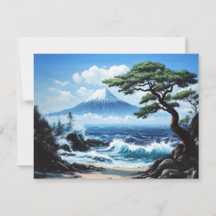 Mount Fuji Japan Ocean Uitzicht schilderij Briefkaart