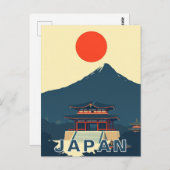 Mount Fuji Japan Pagoda Minimalist Retro Briefkaart (Voorkant / Achterkant)