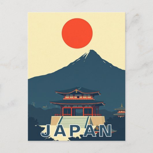 Mount Fuji Japan Pagoda Minimalist Retro Briefkaart (Voorkant)