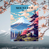 Mount Fuji, Japan Reisillustratie Briefkaart
