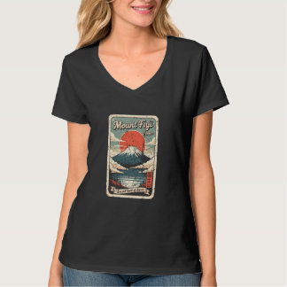Mount Fuji Japan Retro Postcard Japanese Kanji Sou T-shirt