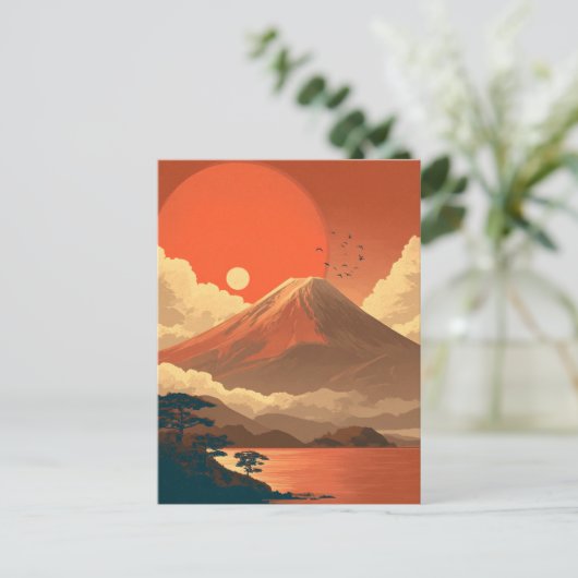 Mount Fuji Japan vintage Briefkaart (Staand voorkant)