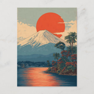 Mount Fuji Japan vintage Feestdagenkaart