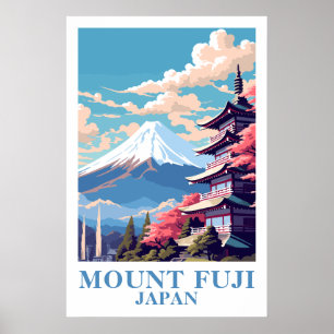 Mount Fuji Japan Vintage Reis- Pagode Kunstposter Poster