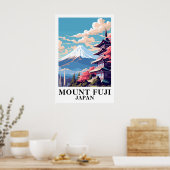 Mount Fuji Japan Vintage Travel Pagoda Art Poster (Keuken)