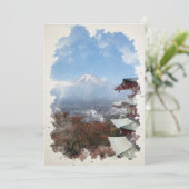 Mount Fuji Japan Waterverf Art T-Shirt Save The Date (Staand voorkant)