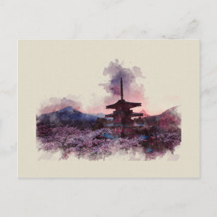 Mount Fuji, Japan, Waterverf Briefkaart