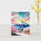 Mount Fuji Japan Waterverf Kaart (Gele Bloem)