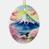 Mount Fuji Japan Waterverf Keramisch Ornament (Rechts)