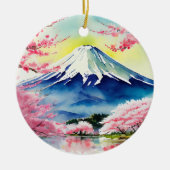 Mount Fuji Japan Waterverf Keramisch Ornament (Voorkant)