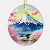 Mount Fuji Japan Waterverf Keramisch Ornament (Links)