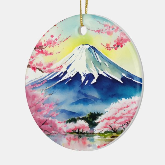 Mount Fuji Japan Waterverf Keramisch Ornament (Links)