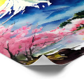 Mount Fuji Japan Waterverf Poster (Hoek)