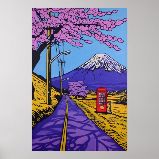 Mount Fuji Kersenbloesem Kunstprint Modern Poster (Voorkant)