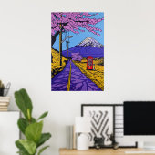 Mount Fuji Kersenbloesem Kunstprint Modern Poster (Thuiskantoor)