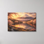 Mount Fuji & Kersenbloesem Olie Kunst Canvas Afdruk (Voorkant)