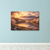 Mount Fuji & Kersenbloesem Olie Kunst Canvas Afdruk (Insitu (Houten vloer))