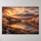 Mount Fuji & Kersenbloesem Olie Kunst Poster (Voorkant)