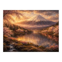 Mount Fuji & Kersenbloesem Olie Kunst