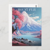 Mount Fuji Kersenbloesems Retro Reis Briefkaart (Voorkant / Achterkant)