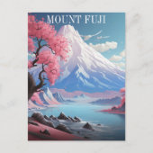 Mount Fuji Kersenbloesems Retro Reis Briefkaart (Voorkant)