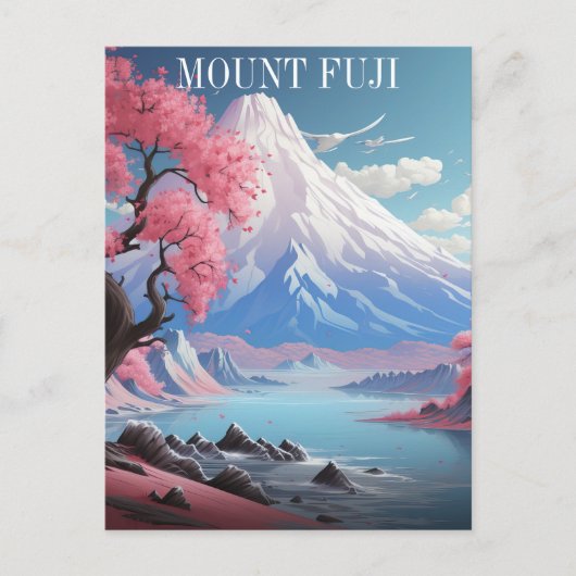 Mount Fuji Kersenbloesems Retro Reis Briefkaart (Voorkant)