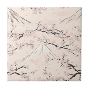 Mount Fuji met Kersenbloesems – Japans Tegeltje