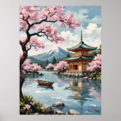 Mount Fuji met kersenbloesems Poster (Voorkant)