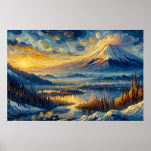 Mount Fuji olieverfschilderij Poster