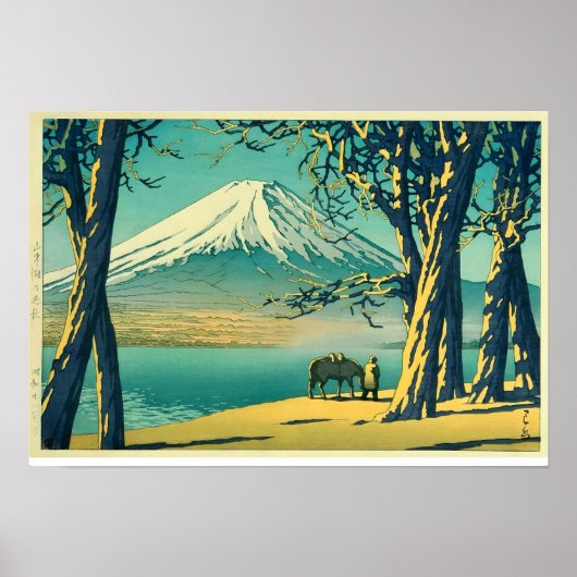 Mount Fuji op een herfst avond, Hasui Kawase Poster (Voorkant)