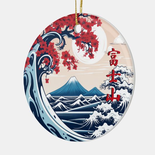 Mount Fuji Over de Waves Keramisch Ornament (Links)