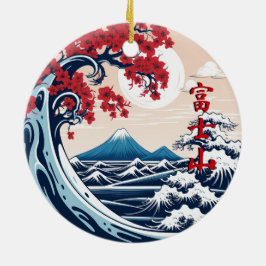 Mount Fuji Over de Waves Keramisch Ornament