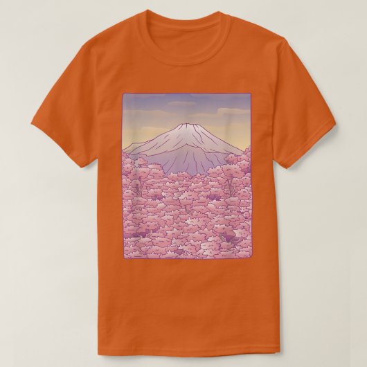Mount Fuji Pastel Japanse Sakura Cherry Blossom T-shirt (Design voorkant)