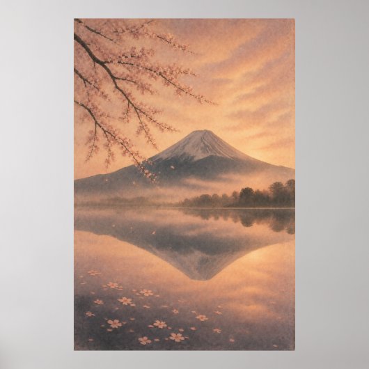 Mount Fuji Reflectie Japandi Muurkunst Poster (Voorkant)