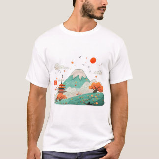 Mount Fuji & Rising Sun Graphic T-shirt