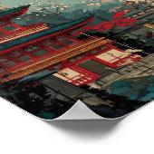 Mount Fuji & Rode Pagode Poster – Japanse Zonsopga (Hoek)