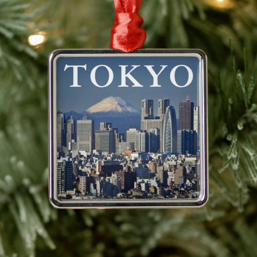 Mount Fuji | Shinjuku District Skyline Tokio Japan Metalen Ornament (Boom)