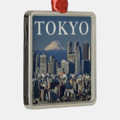 Mount Fuji | Shinjuku District Skyline Tokio Japan Metalen Ornament (Rechts)