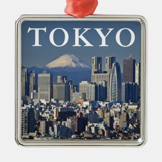 Mount Fuji | Shinjuku District Skyline Tokio Japan Metalen Ornament (Voorkant)