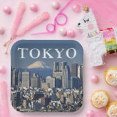 Mount Fuji | Shinjuku District Skyline Tokio Japan Papieren Bordje (Feest)